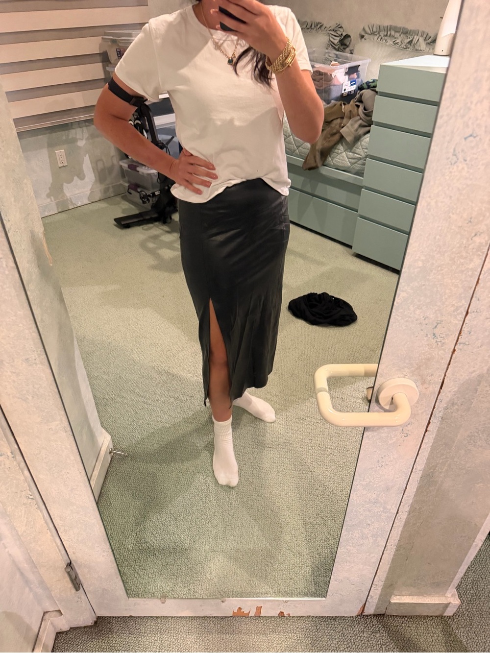 Zara Faux leather black skirt with slit
